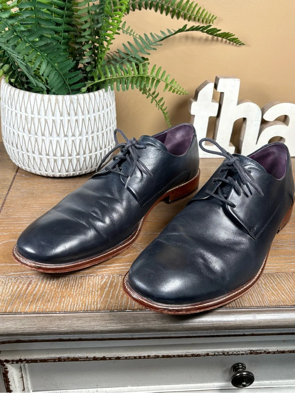 Ted Baker London Iron 3 Plain Toe Derby Navy Shoes Size 15